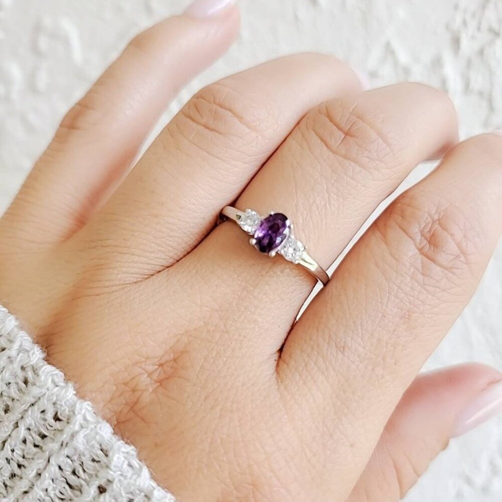Sterling Silver Amethyst Ring, Brides Ring, Promi… - image 2